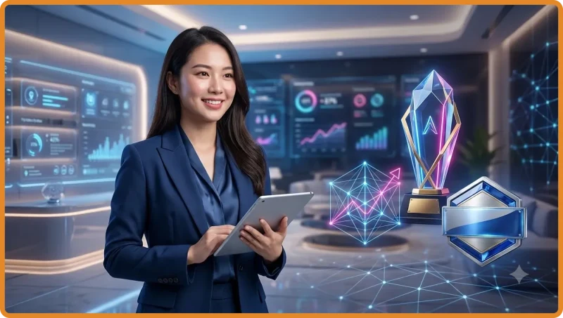 Ảnh minh họa tổng quan hệ thống phát thưởng premium platform với giao diện kỹ thuật số cao cấp