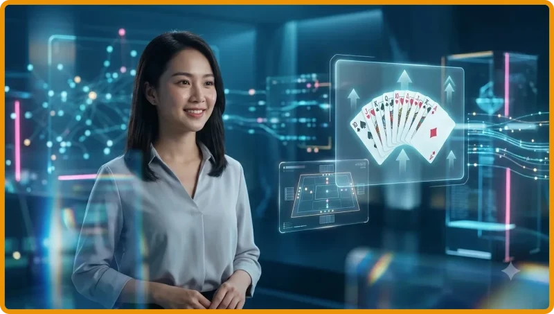 Bộ bài tây trên bàn gỗ cổ điển thể hiện nguồn gốc trò chơi Tiến Lên Miền Nam